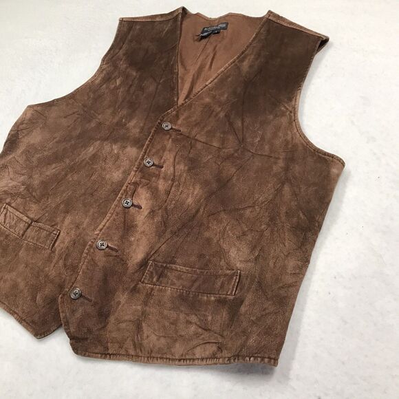 Vintage J PETERMAN Suede Leather Vest Men L Brown Pebbled Lined Cowboy Western - Picture 4 of 14